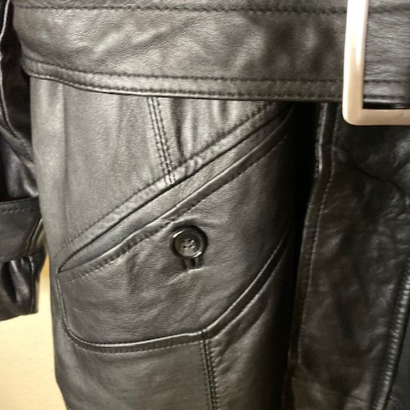 Fairfax Men's Vintage Black Leather Trench Coat Size L - Picture 8 of 13